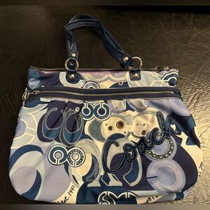 Coach Poppy Glam Pop Denim Applique Tote 15375